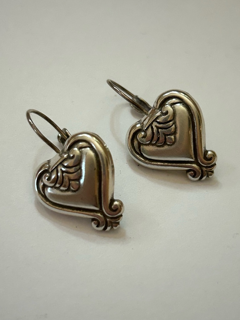 Brighton Retired Blair Heart Earrings Silverplated Love Jewelry Pierce Leverback